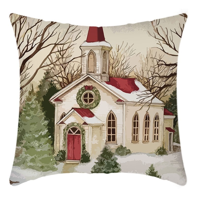 Christmas Pillow Cover Throw Cushion with Festive Holiday Prints and Hidden Zipper - Image 3