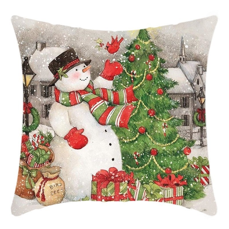 Christmas Pillow Cover Throw Cushion with Festive Holiday Prints and Hidden Zipper - Image 4