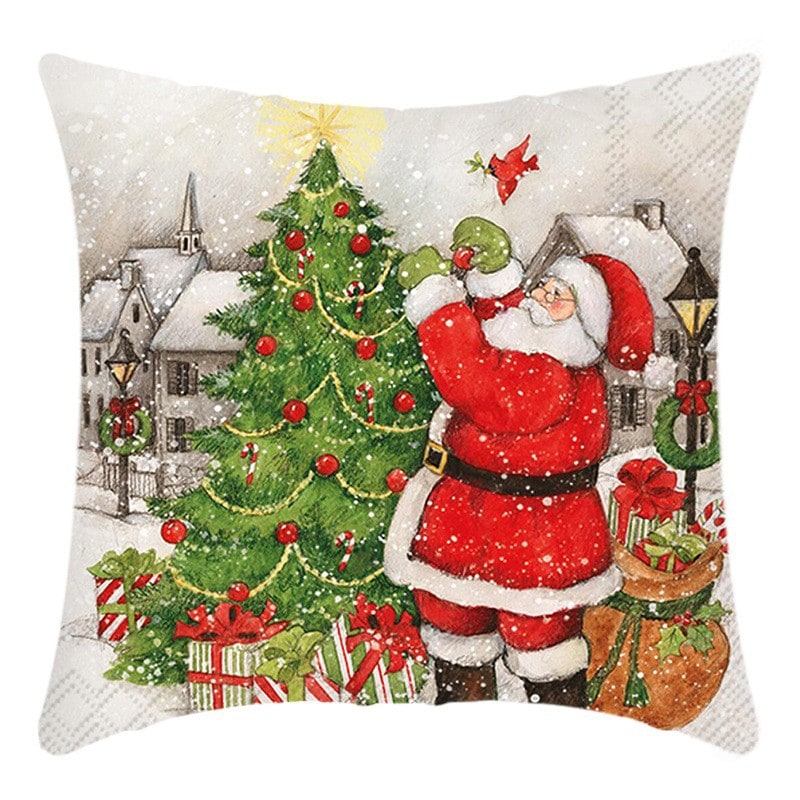 Christmas Pillow Cover Throw Cushion with Festive Holiday Prints and Hidden Zipper - Image 6