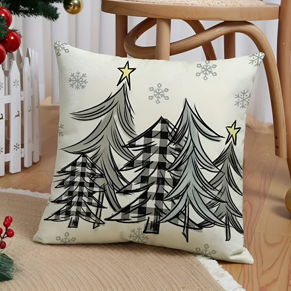 Christmas Pillow Covers Set of 4 Square Throw with Hidden Zipper and Woven Microfibre Blend - Image 2