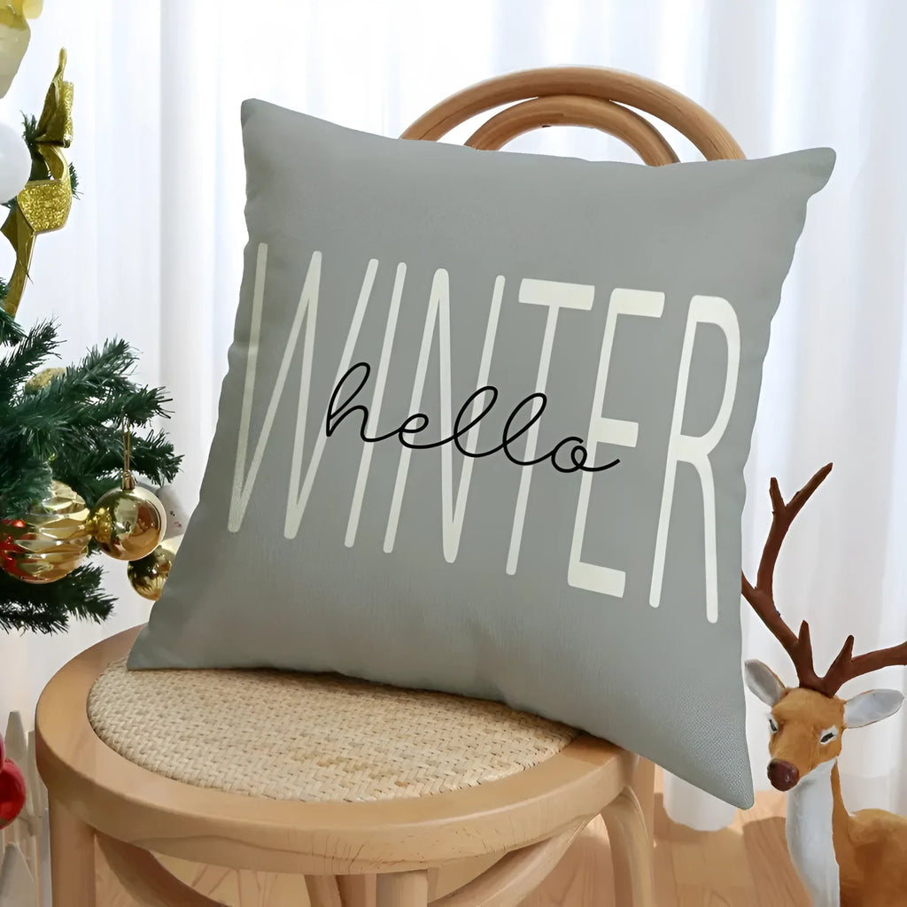 Christmas Pillow Covers Set of 4 Square Throw with Hidden Zipper and Woven Microfibre Blend - Image 4