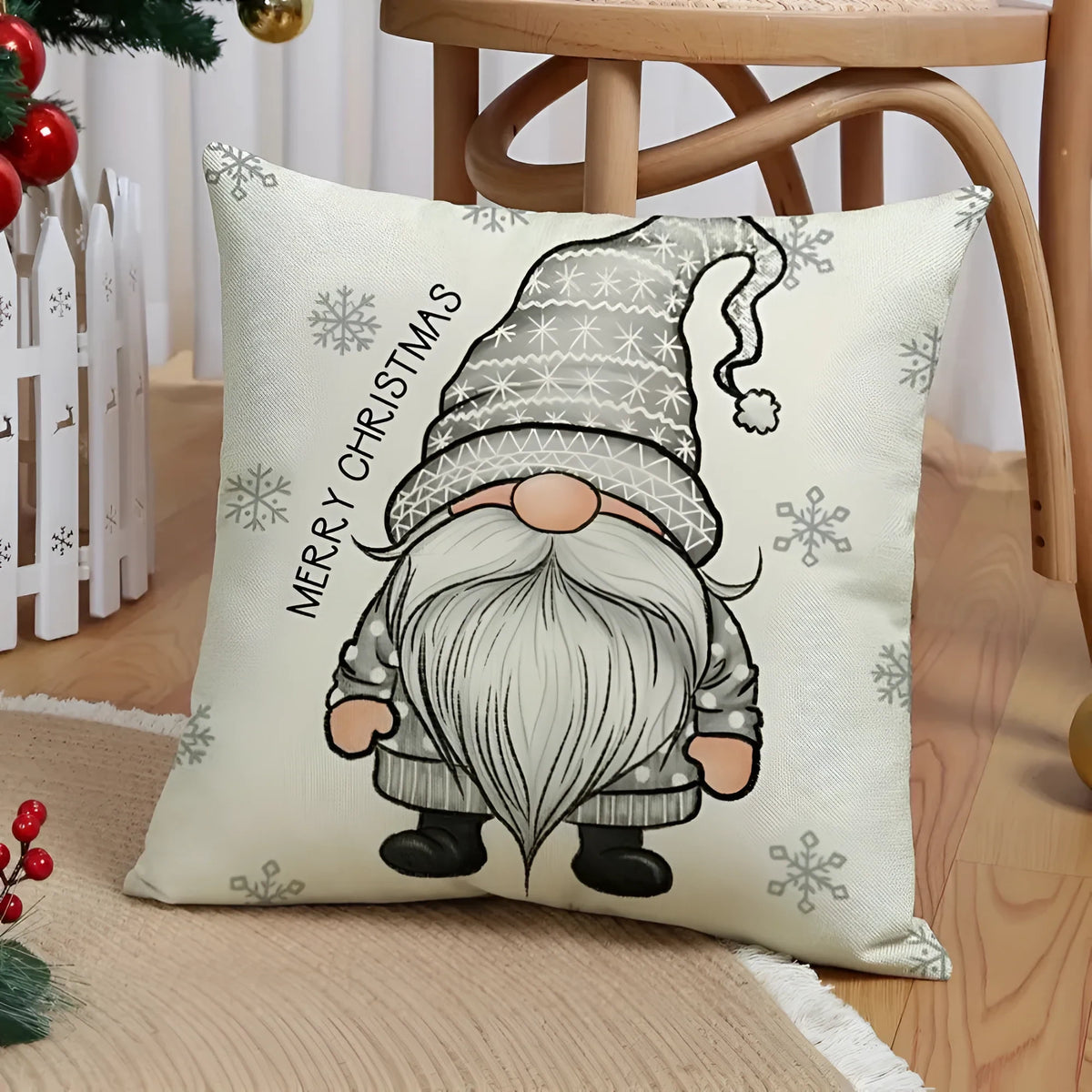 Christmas Pillow Covers Set of 4 Square Throw with Hidden Zipper and Woven Microfibre Blend - Image 5