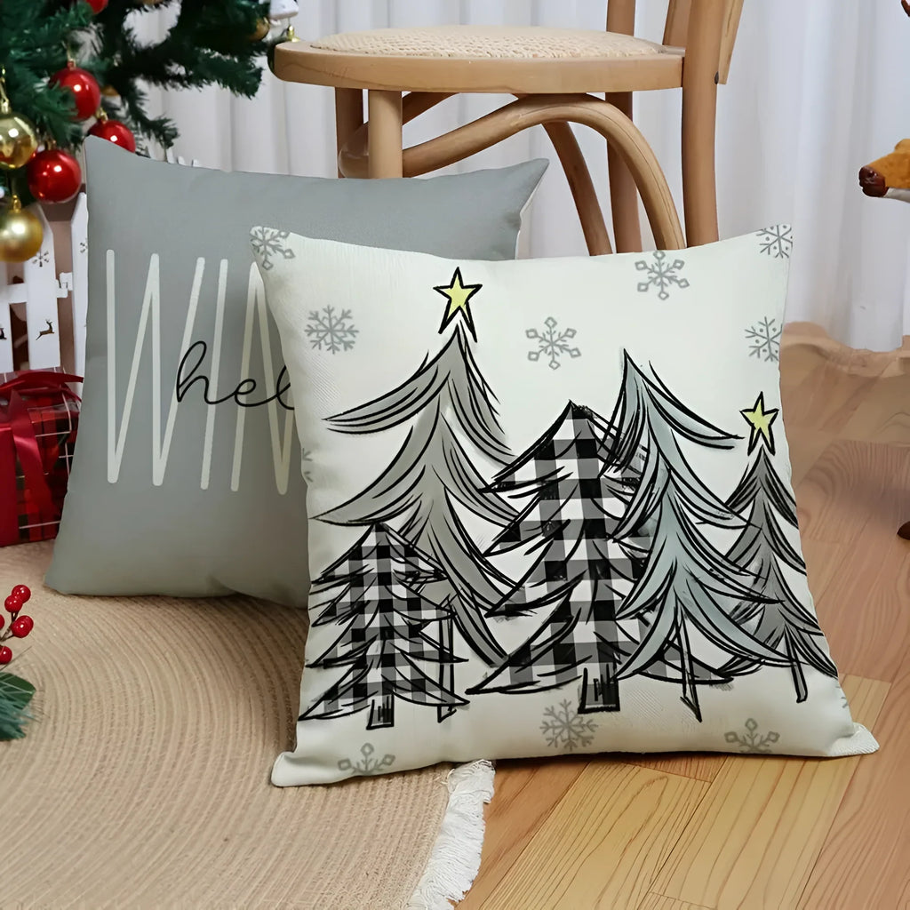 Christmas Pillow Covers Set of 4 Square Throw with Hidden Zipper and Woven Microfibre Blend - Image 7