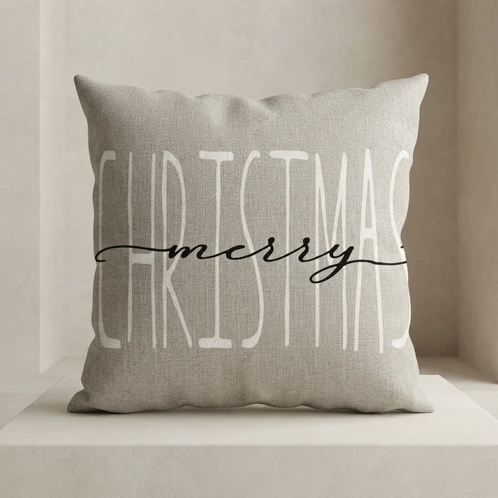 Christmas Pillow Covers Set of 4 with Hidden Zipper and Woven Linen Texture - Image 1