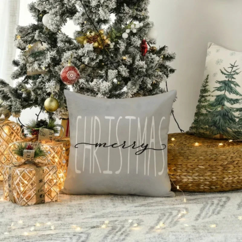 Christmas Pillow Covers Set of 4 with Hidden Zipper and Woven Linen Texture - Image 4