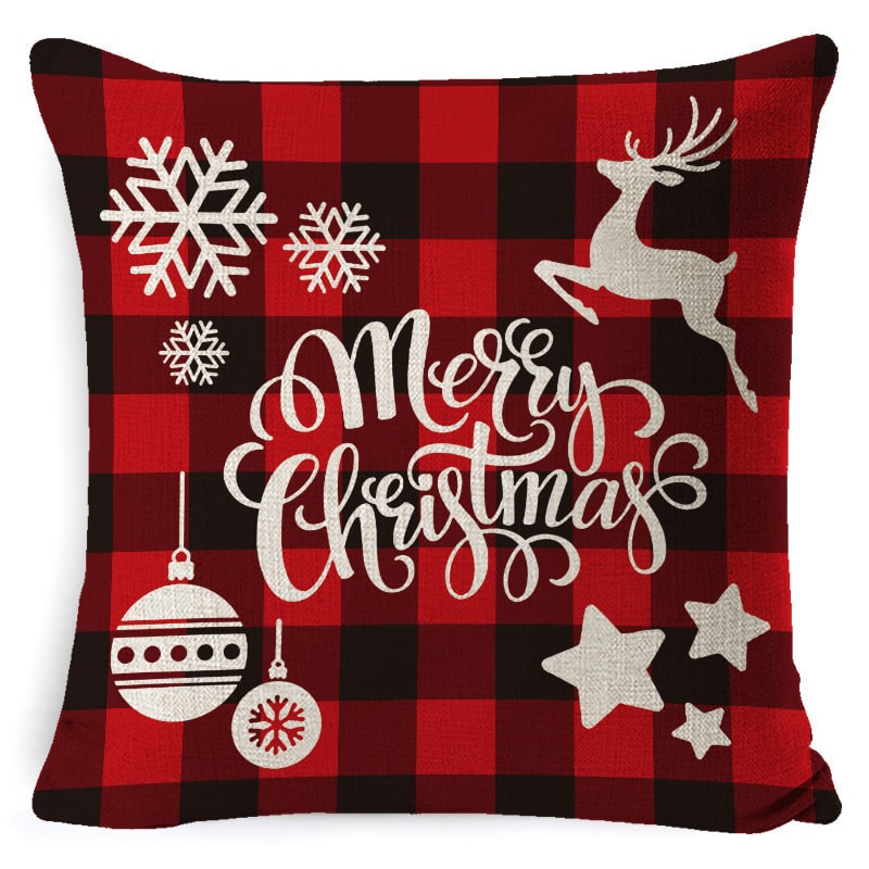 Christmas Pillow Covers Square Linen Throw with Festive Holiday Graphics - Image 11