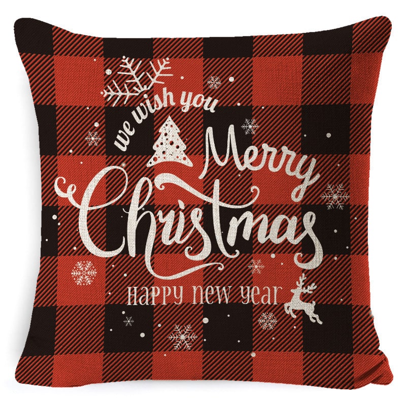 Christmas Pillow Covers Square Linen Throw with Festive Holiday Graphics - Image 12