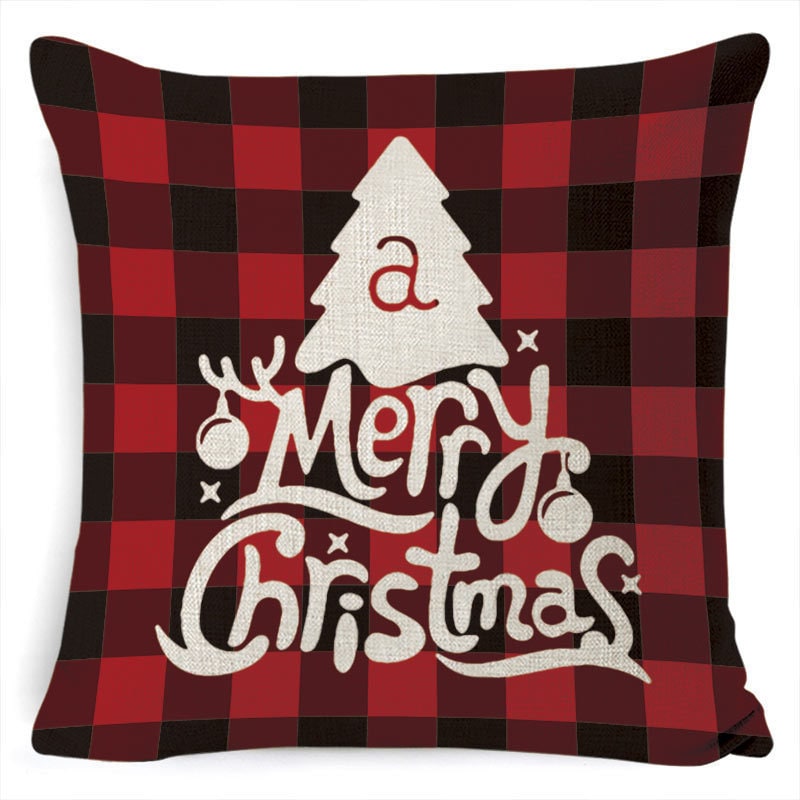 Christmas Pillow Covers Square Linen Throw with Festive Holiday Graphics - Image 15