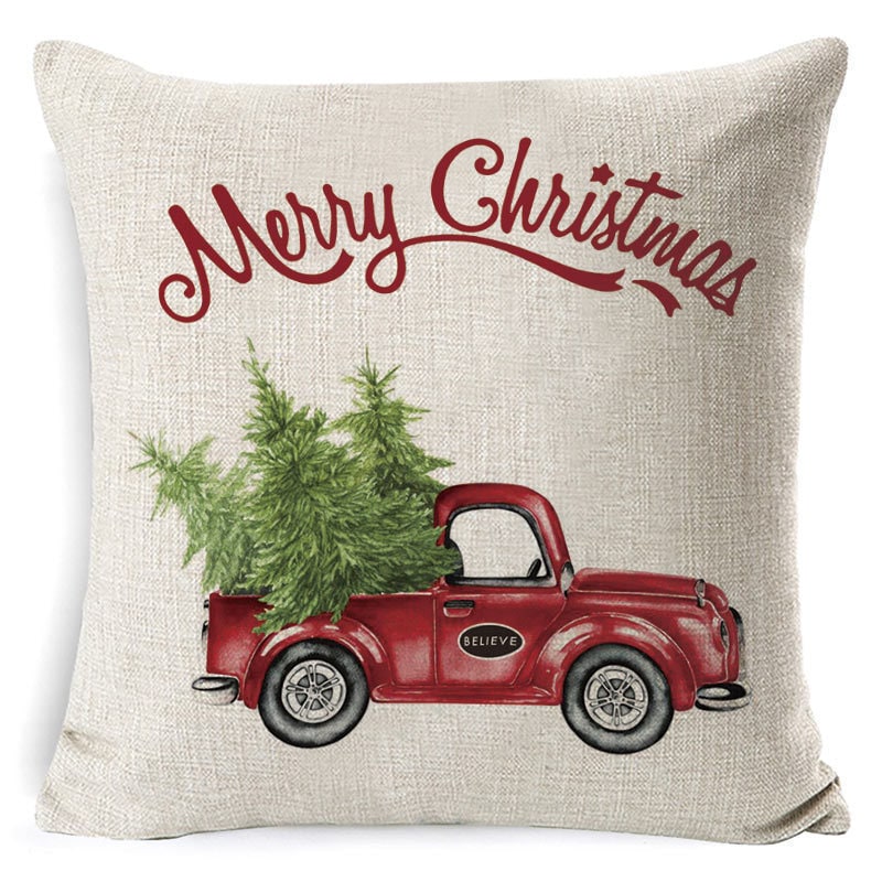 Christmas Pillow Covers Square Linen Throw with Festive Holiday Graphics - Image 16
