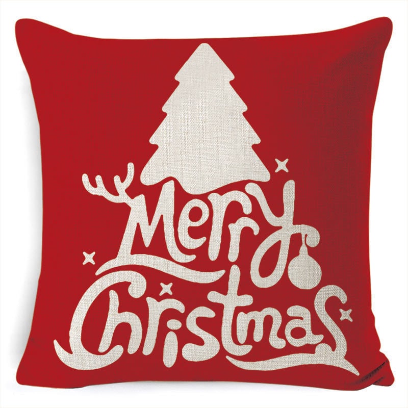 Christmas Pillow Covers Square Linen Throw with Festive Holiday Graphics - Image 17