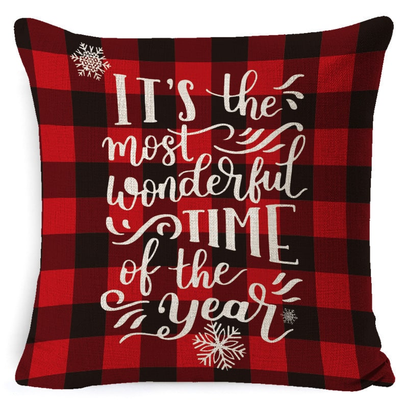 Christmas Pillow Covers Square Linen Throw with Festive Holiday Graphics - Image 18