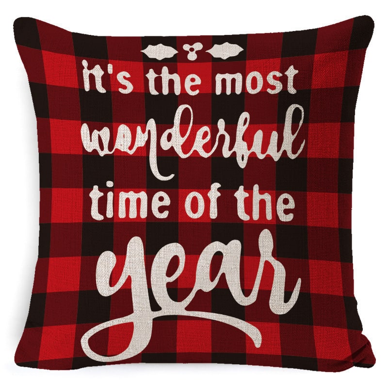 Christmas Pillow Covers Square Linen Throw with Festive Holiday Graphics - Image 19