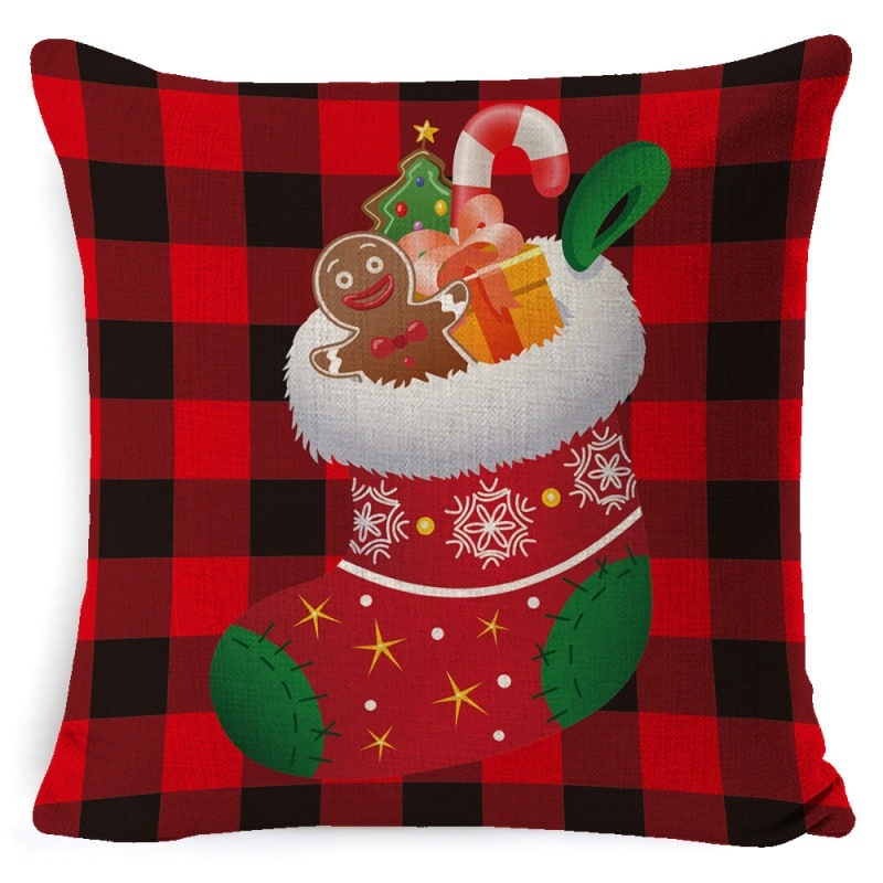 Christmas Pillow Covers Square Linen Throw with Festive Holiday Graphics - Image 2