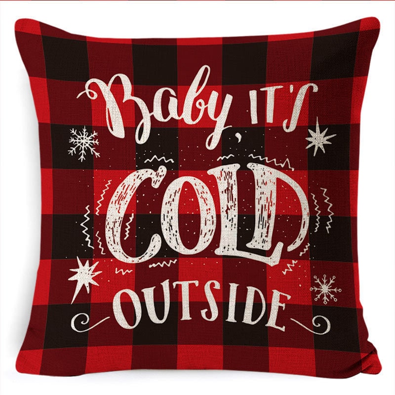 Christmas Pillow Covers Square Linen Throw with Festive Holiday Graphics - Image 20