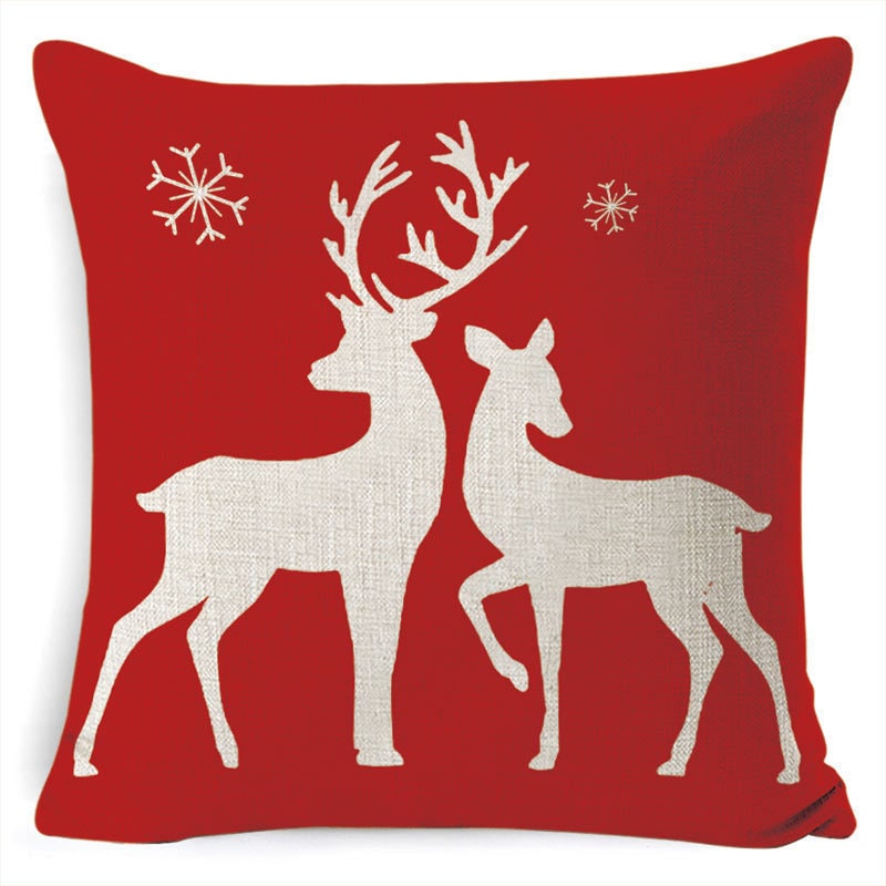Christmas Pillow Covers Square Linen Throw with Festive Holiday Graphics - Image 22