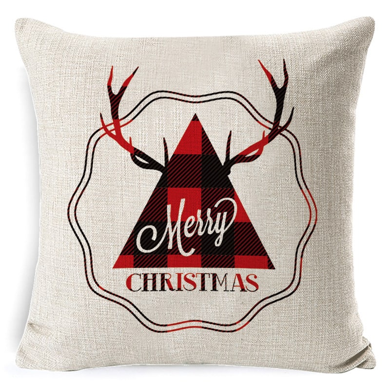 Christmas Pillow Covers Square Linen Throw with Festive Holiday Graphics - Image 24