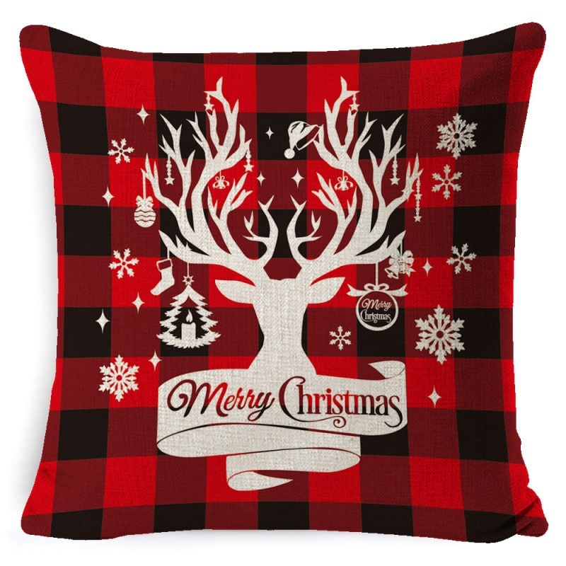 Christmas Pillow Covers Square Linen Throw with Festive Holiday Graphics - Image 27