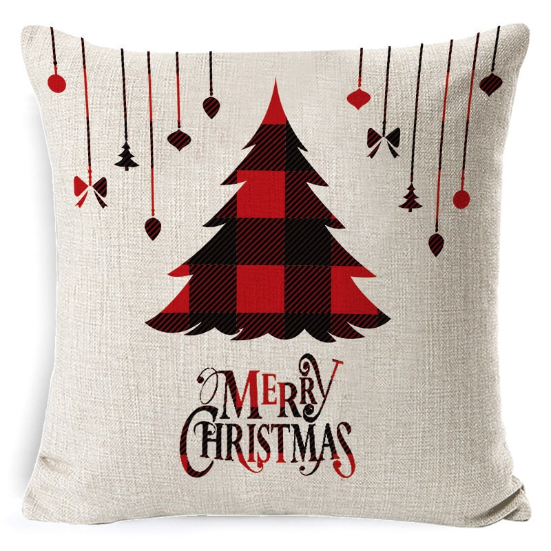 Christmas Pillow Covers Square Linen Throw with Festive Holiday Graphics - Image 28