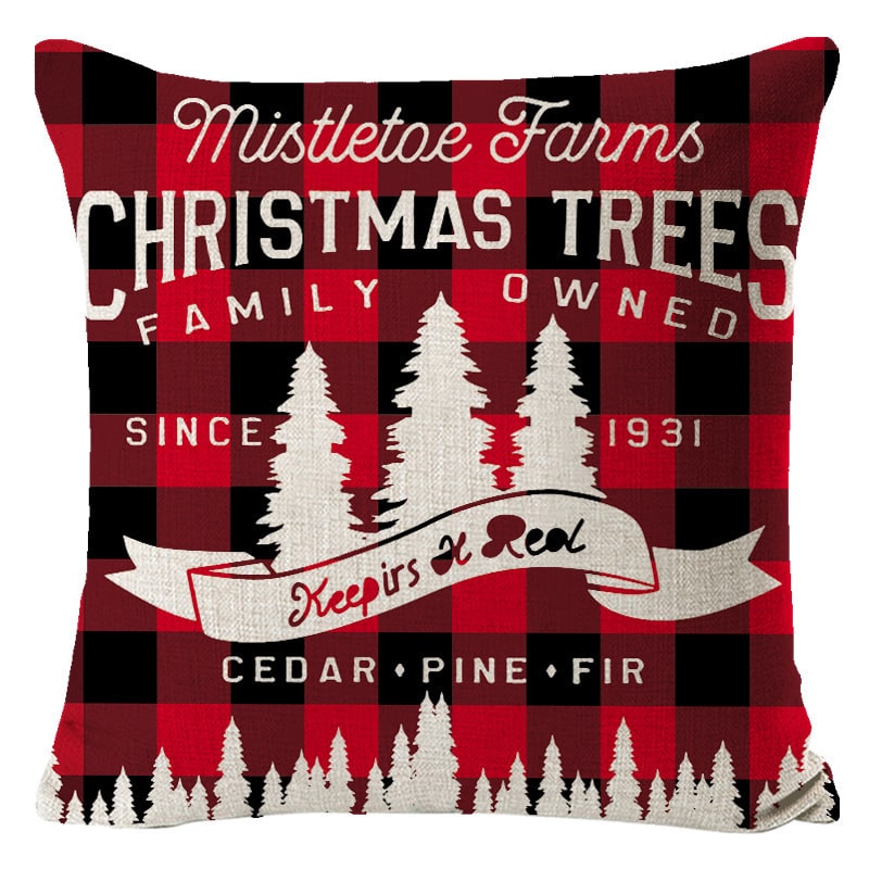 Christmas Pillow Covers Square Linen Throw with Festive Holiday Graphics - Image 29