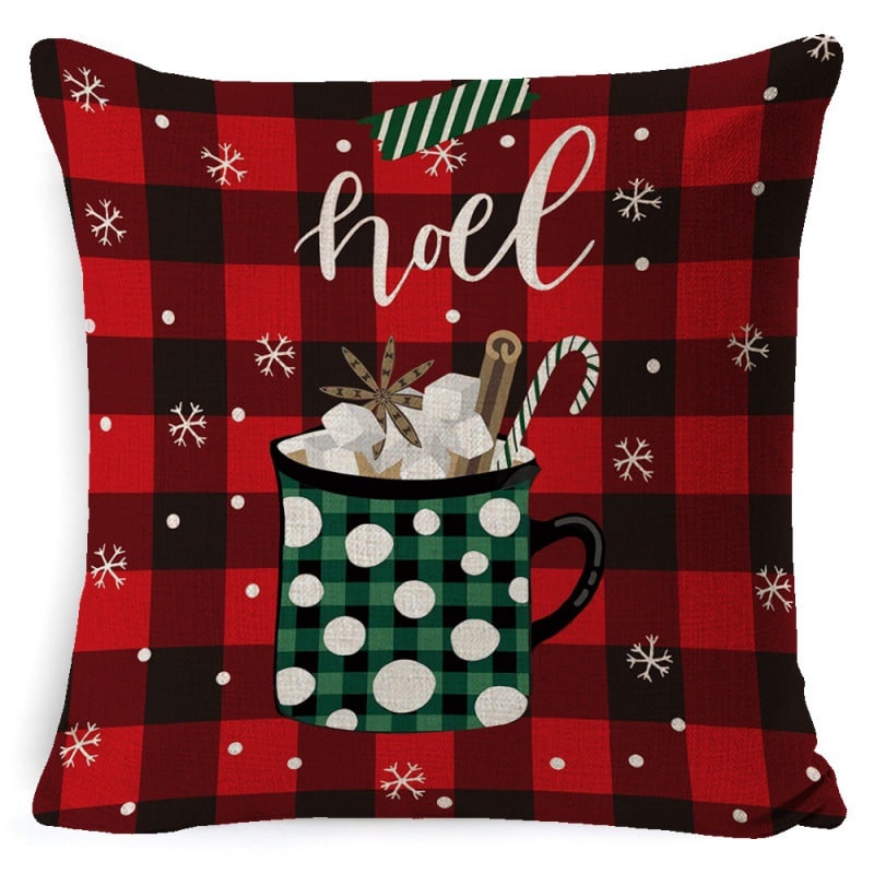 Christmas Pillow Covers Square Linen Throw with Festive Holiday Graphics - Image 31