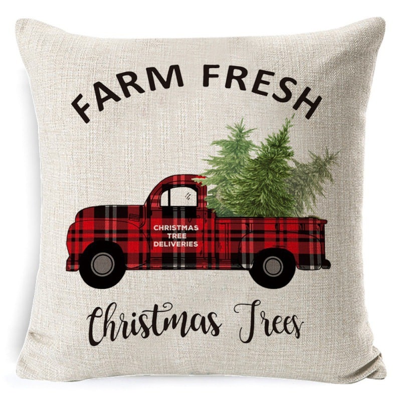 Christmas Pillow Covers Square Linen Throw with Festive Holiday Graphics - Image 32