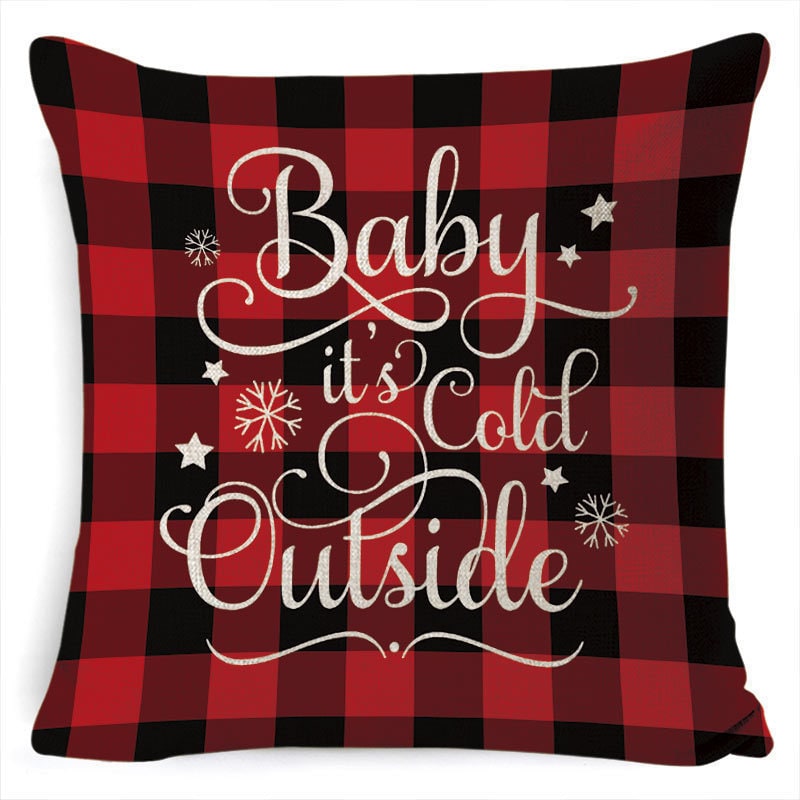 Christmas Pillow Covers Square Linen Throw with Festive Holiday Graphics - Image 33