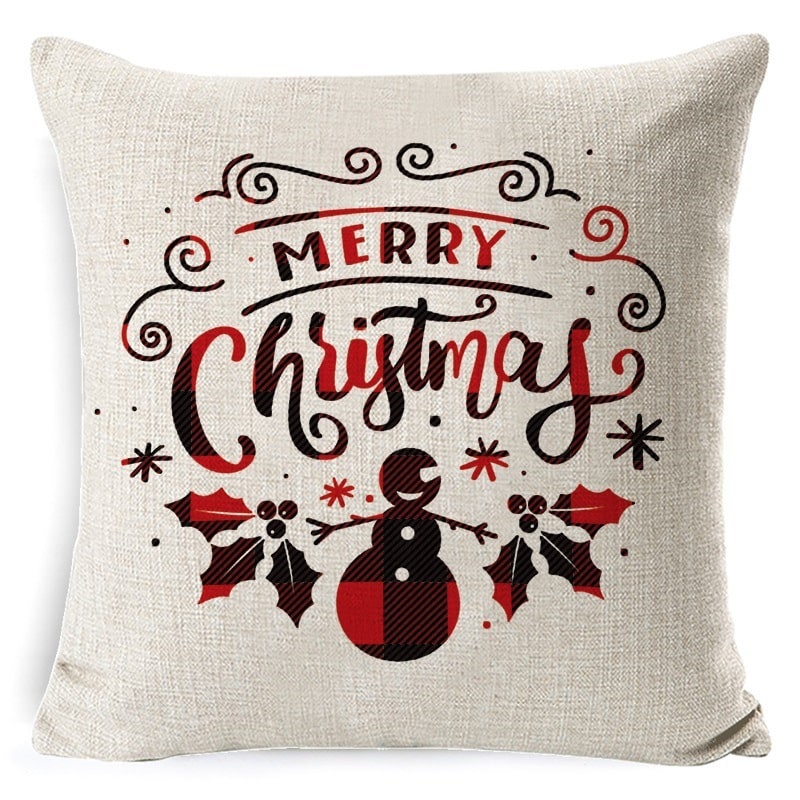 Christmas Pillow Covers Square Linen Throw with Festive Holiday Graphics - Image 35