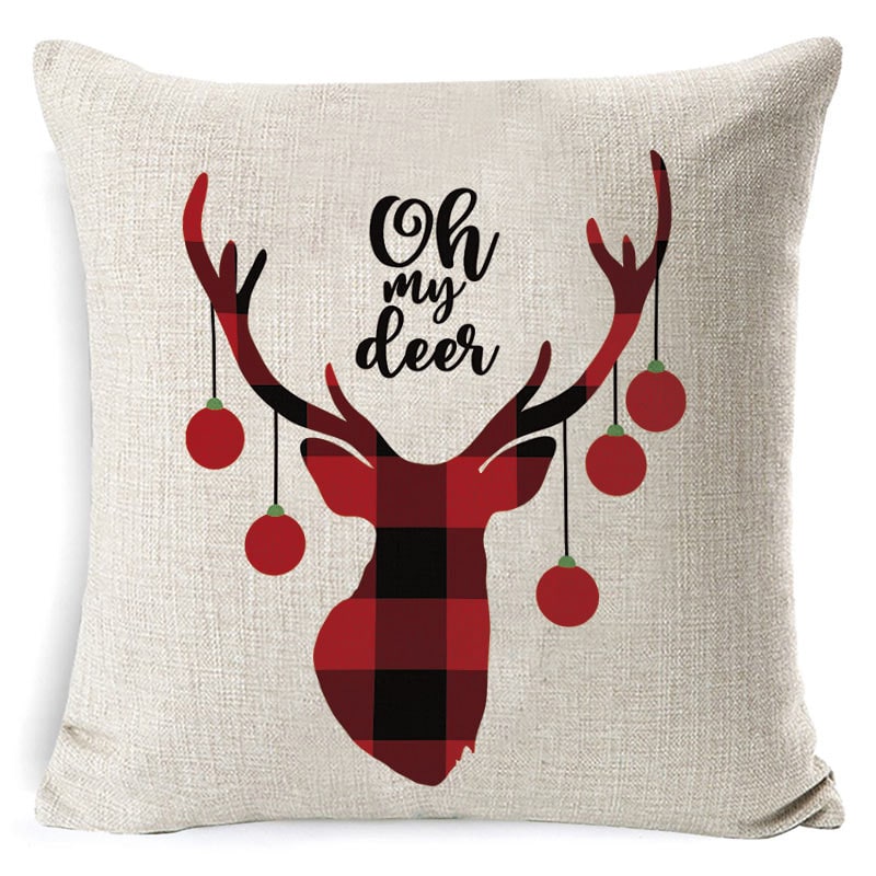 Christmas Pillow Covers Square Linen Throw with Festive Holiday Graphics - Image 36