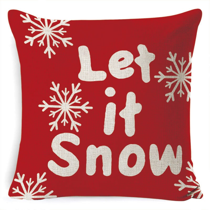 Christmas Pillow Covers Square Linen Throw with Festive Holiday Graphics - Image 39