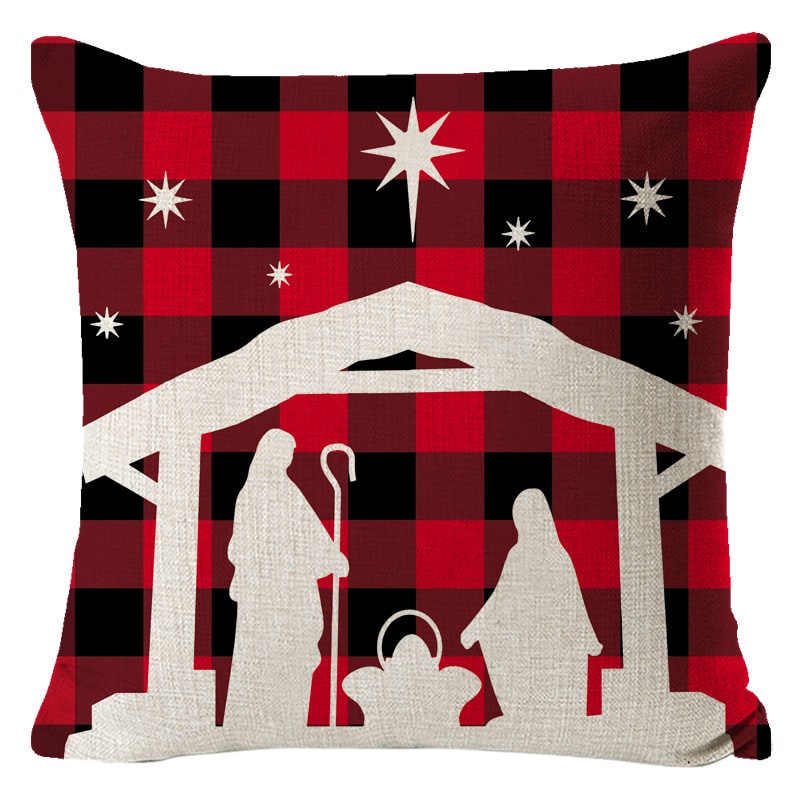 Christmas Pillow Covers Square Linen Throw with Festive Holiday Graphics - Image 4