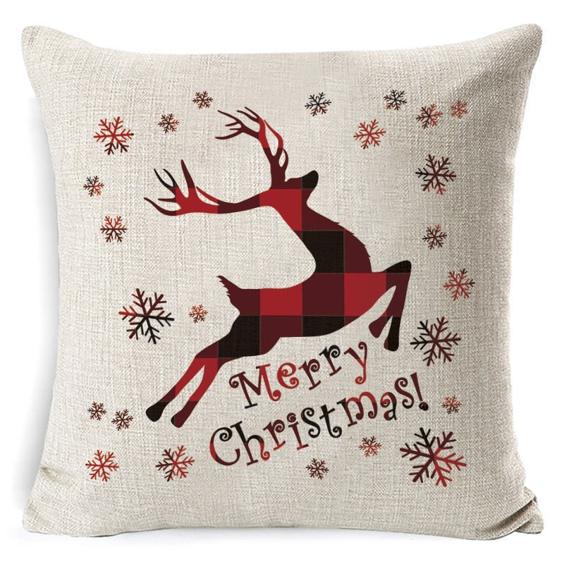 Christmas Pillow Covers Square Linen Throw with Festive Holiday Graphics - Image 40