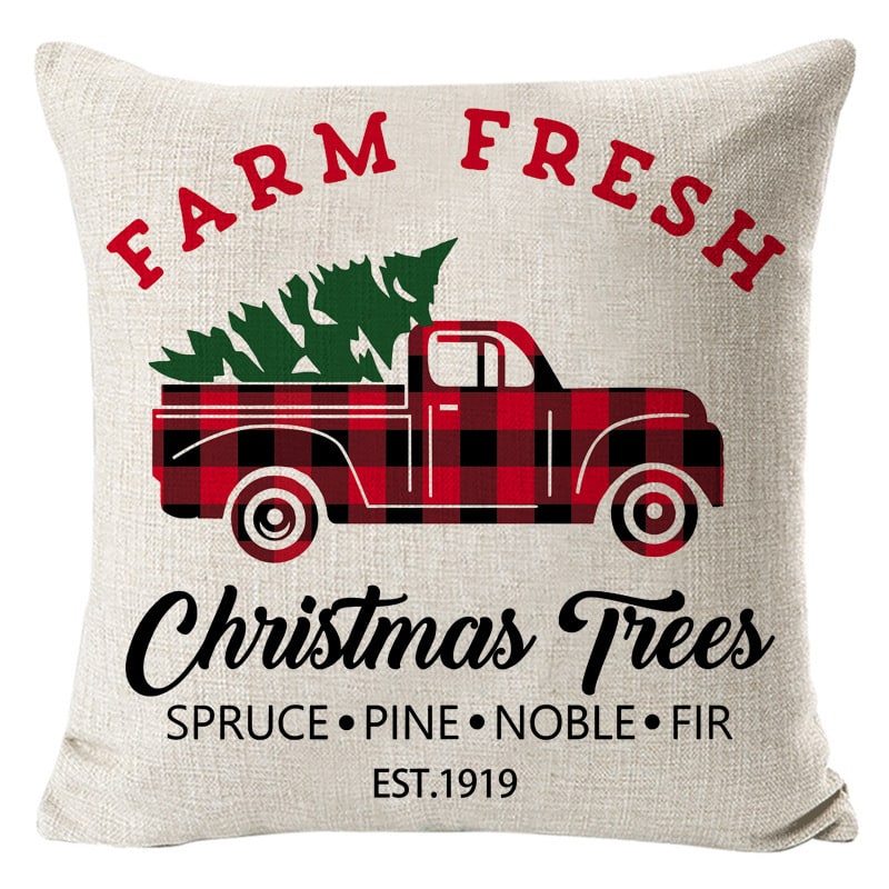 Christmas Pillow Covers Square Linen Throw with Festive Holiday Graphics - Image 41