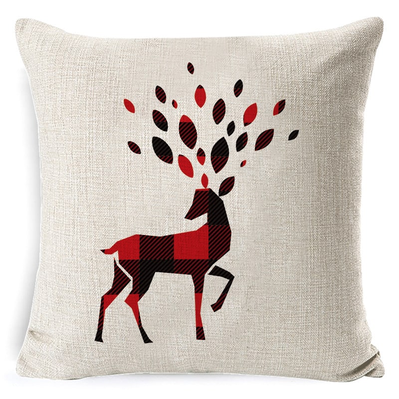 Christmas Pillow Covers Square Linen Throw with Festive Holiday Graphics - Image 5