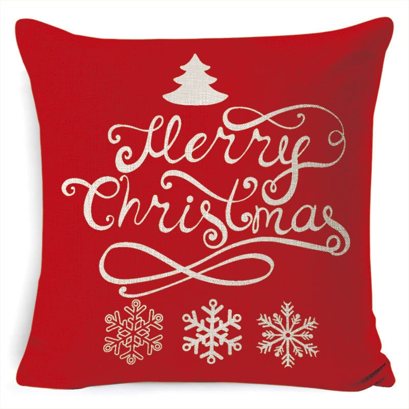 Christmas Pillow Covers Square Linen Throw with Festive Holiday Graphics - Image 7