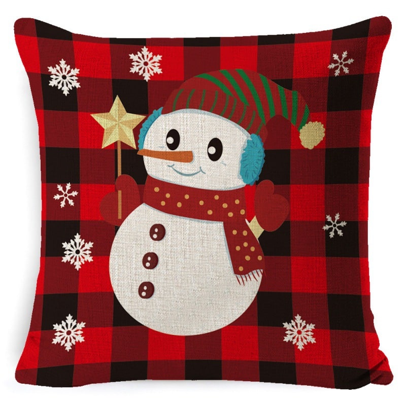 Christmas Pillow Covers Square Linen Throw with Festive Holiday Graphics - Image 9