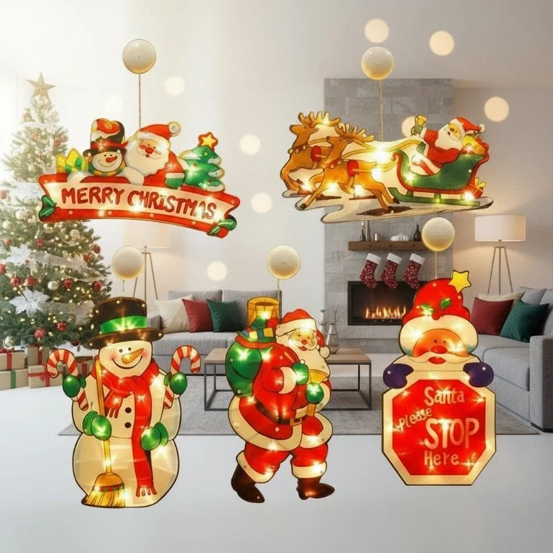 Christmas Window Lights with LED Battery Operated Silhouette Decorations - Image 1
