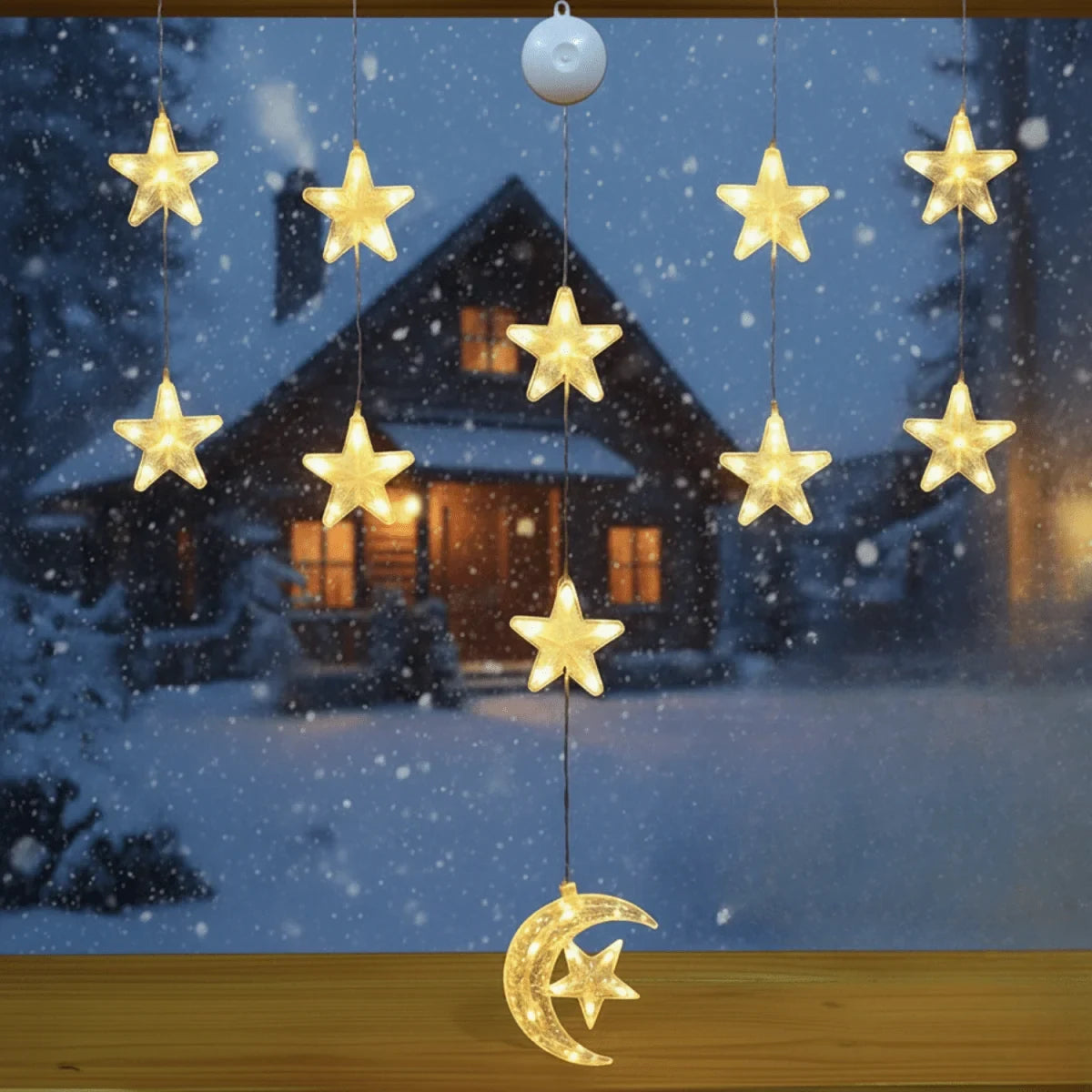 Christmas Window Lights with Suction Cup Battery Operated LED String for Holiday Decorations - Image 1