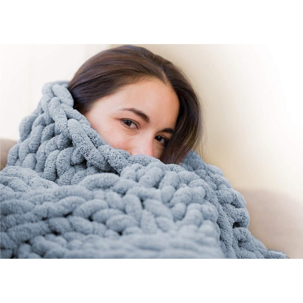 Chunky Throw Blanket with Thick Knit Chenille Weave and Plush Texture - Image 12