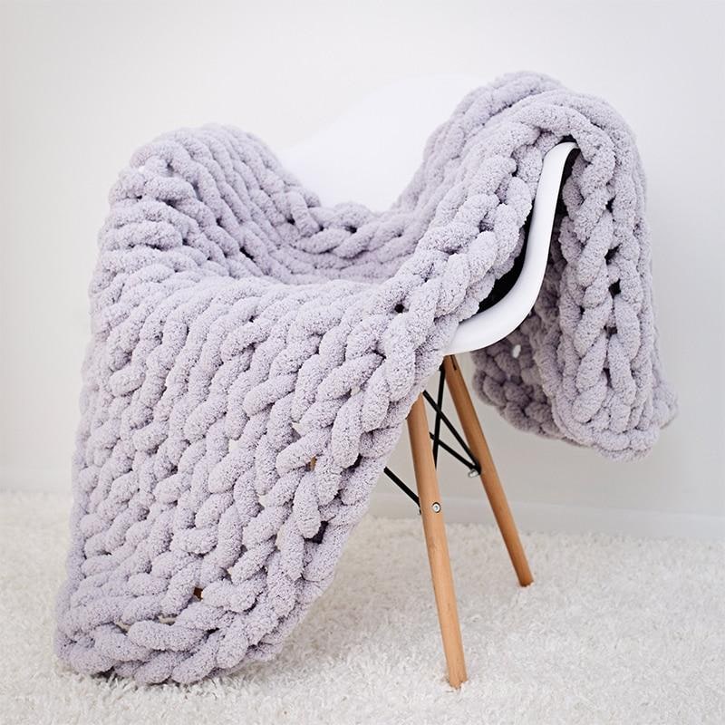 Chunky Throw Blanket with Thick Knit Chenille Weave and Plush Texture - Image 3