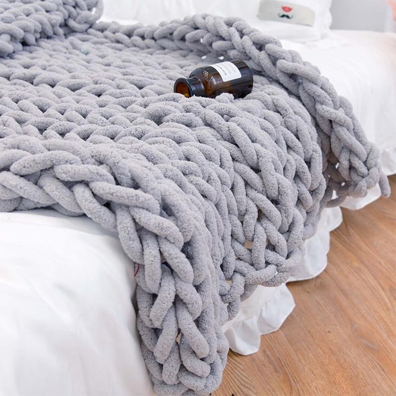 Chunky Throw Blanket with Thick Knit Chenille Weave and Plush Texture - Image 4