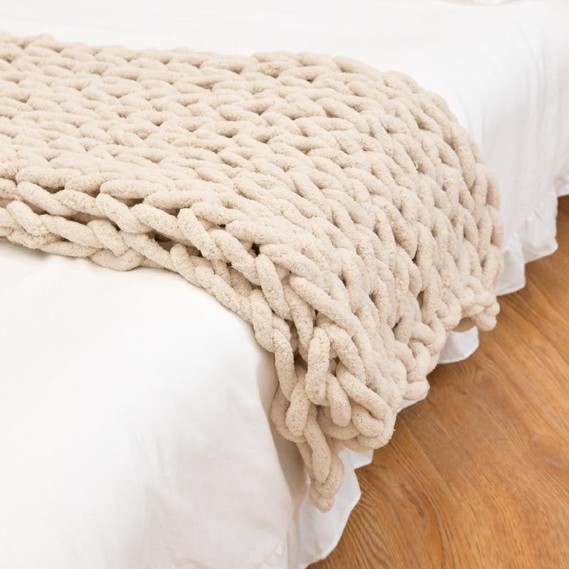 Chunky Throw Blanket with Thick Knit Chenille Weave and Plush Texture - Image 8