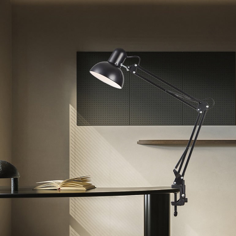 Clamp Desk Lamp with Adjustable Swing Arm and Metal Dome Shade - Image 14
