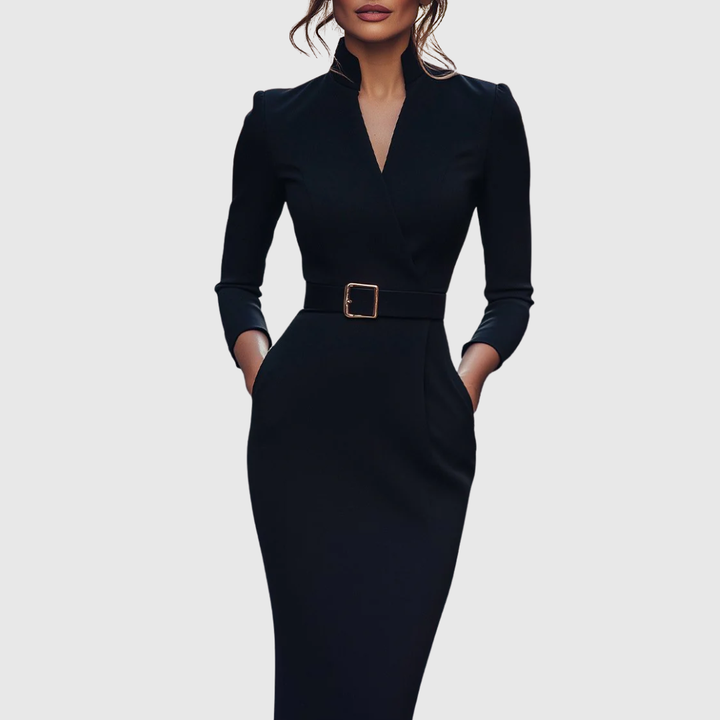 Joanna | Women's Midi Dress Fitted with a Belt