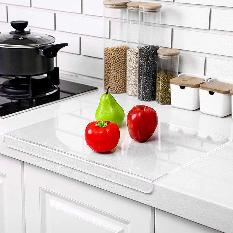 Clear Acrylic Cutting Board with Counter Lip Non-Slip Feet and Polished Edges - Image 4