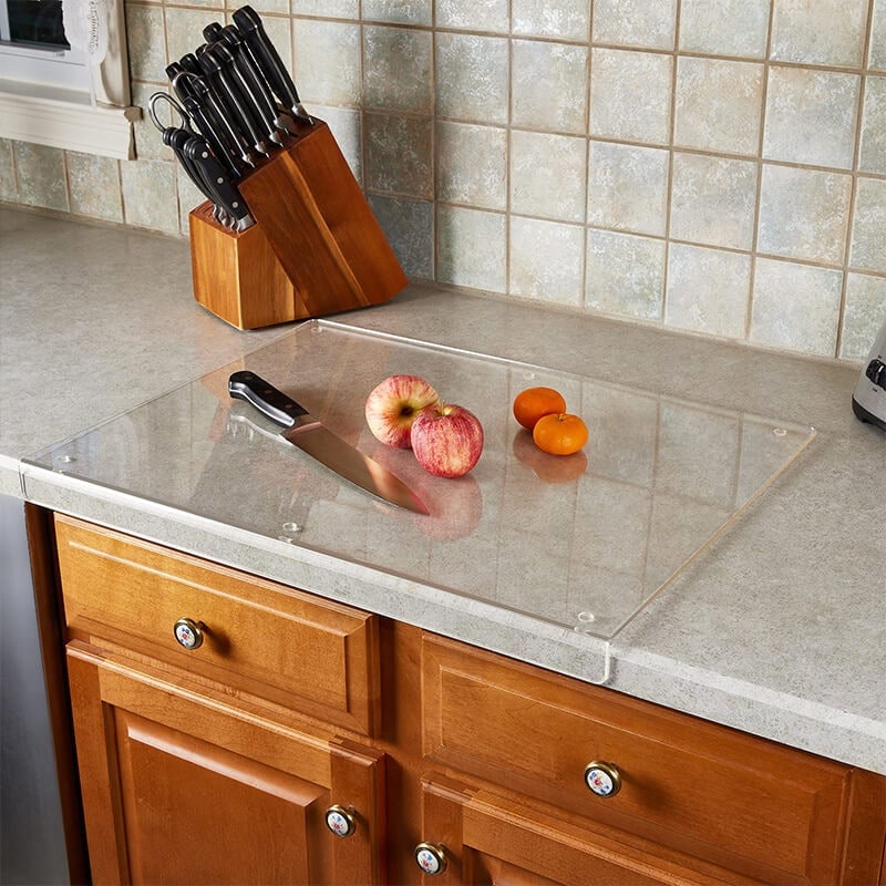 Clear Acrylic Cutting Board with Counter Lip Non-Slip Feet and Polished Edges - Image 5