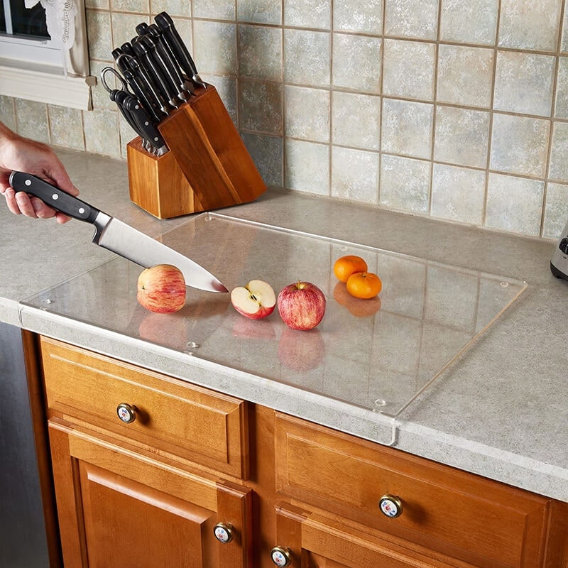 Clear Acrylic Cutting Board with Counter Lip Non-Slip Feet and Polished Edges - Image 6