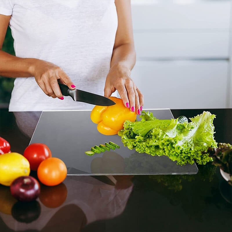 Clear Acrylic Cutting Board with Counter Lip Non-Slip Feet and Polished Edges - Image 7