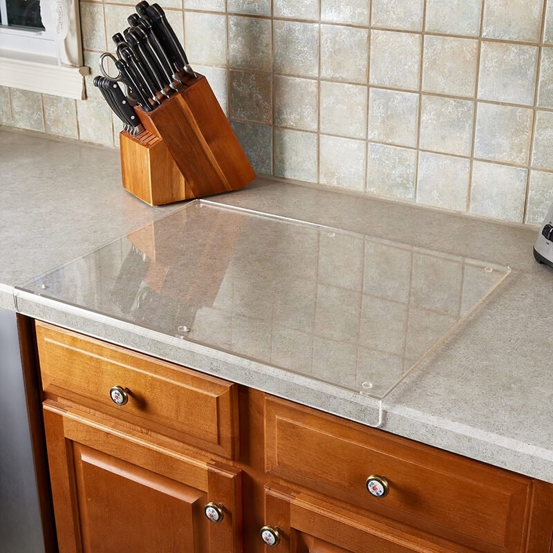 Clear Acrylic Cutting Board with Counter Lip Non-Slip Feet and Polished Edges - Image 8
