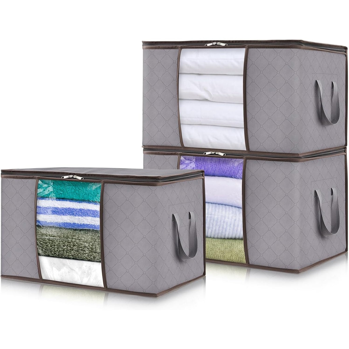 Closet Storage Organizer with Clear Window Foldable Fabric Clothes Bags - Image 10
