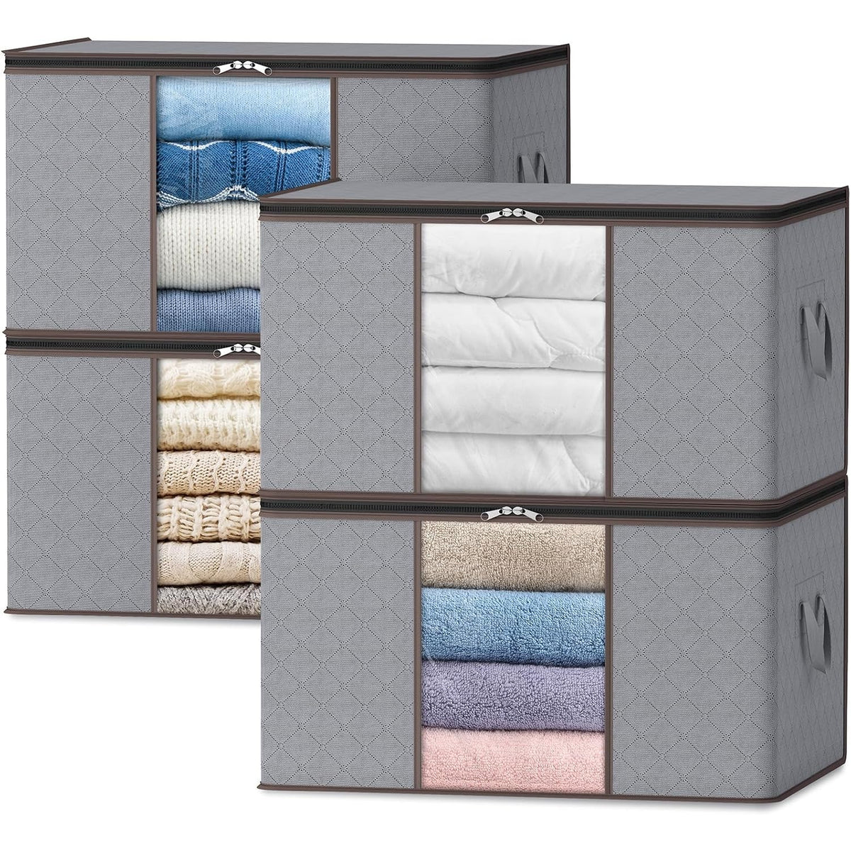 Closet Storage Organizer with Clear Window Foldable Fabric Clothes Bags - Image 11